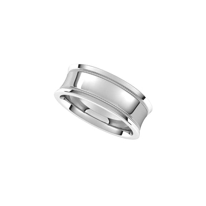 Milgrain Stepped-Edge Concave Band, 7 mm