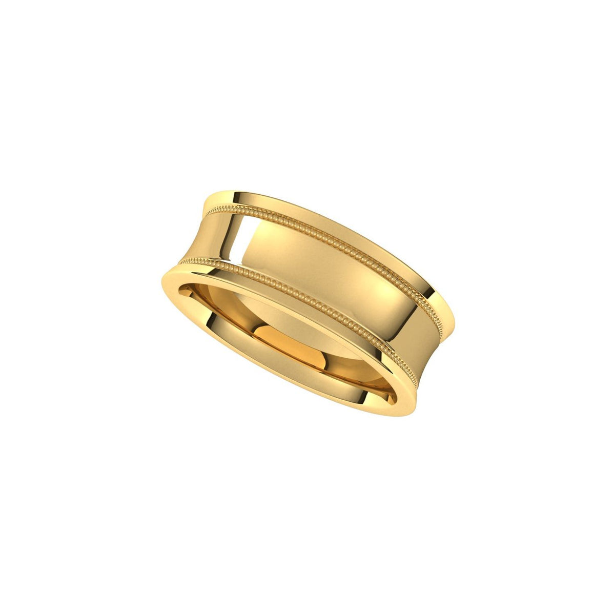 Milgrain Stepped-Edge Concave Band, 7 mm