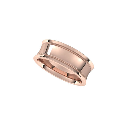 Milgrain Stepped-Edge Concave Band, 7 mm