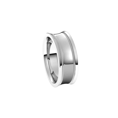Milgrain Stepped-Edge Concave Band, 7 mm, Style 2