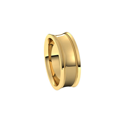 Milgrain Stepped-Edge Concave Band, 7 mm