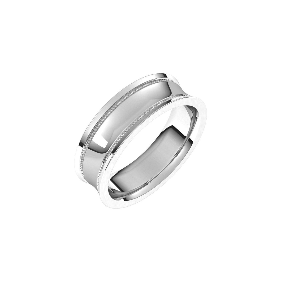 Milgrain Stepped-Edge Concave Band, 6 mm