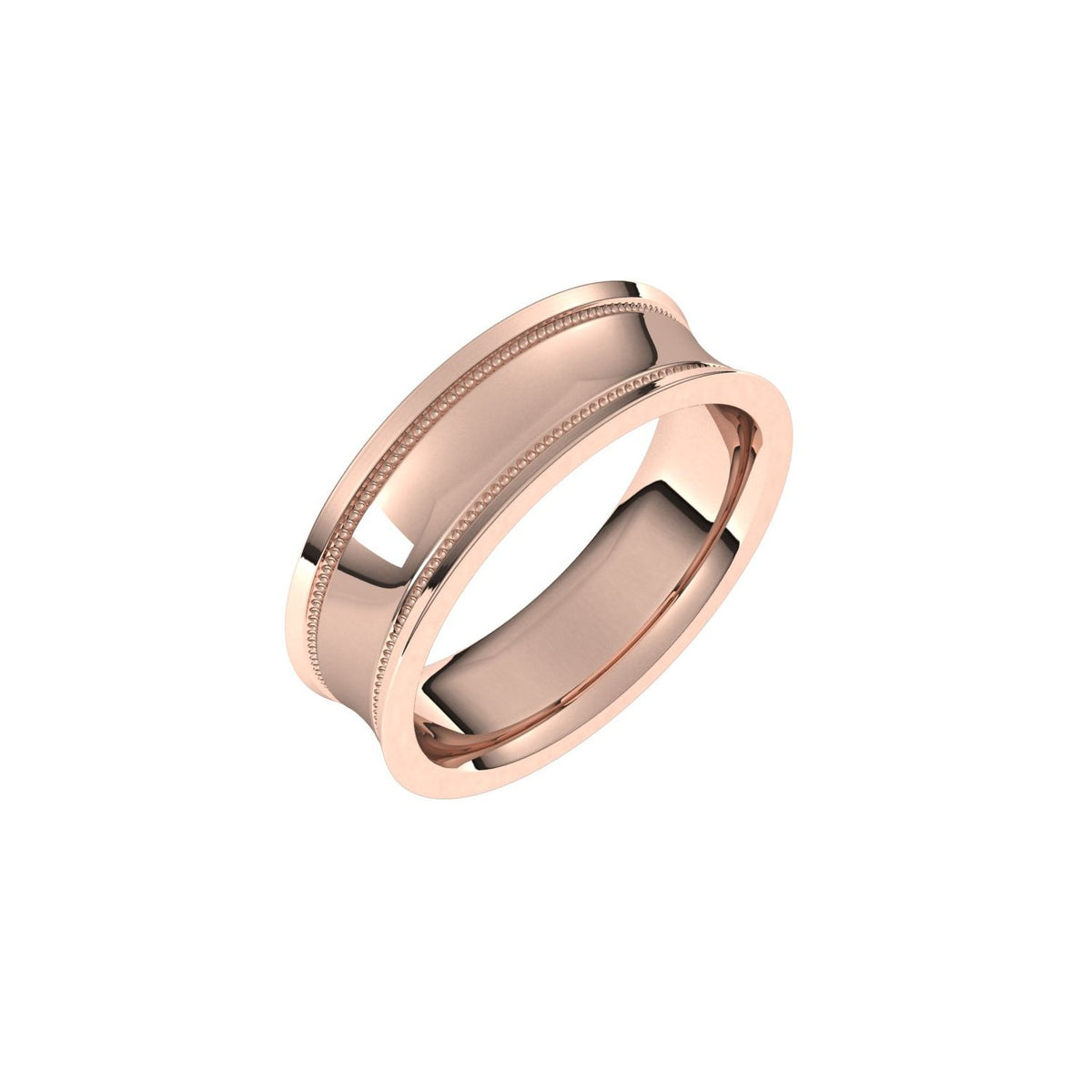 Milgrain Stepped-Edge Concave Band, 6 mm