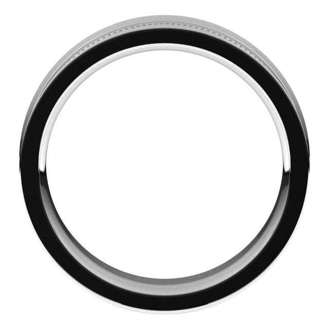 14K White Gold Milgrain Stepped-Edge Concave Band