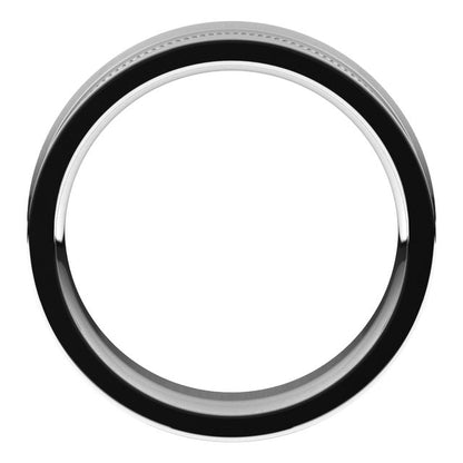14K White Gold Milgrain Stepped-Edge Concave Band