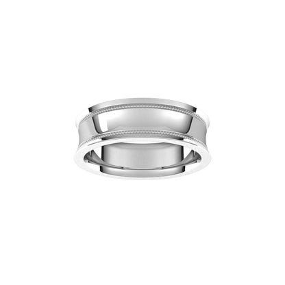 Milgrain Stepped-Edge Concave Band, 6 mm