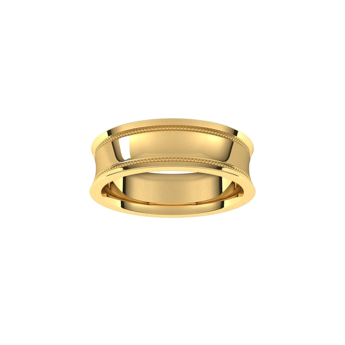 Milgrain Stepped-Edge Concave Band, 6 mm