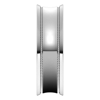 14K White Gold Milgrain Stepped-Edge Concave Band