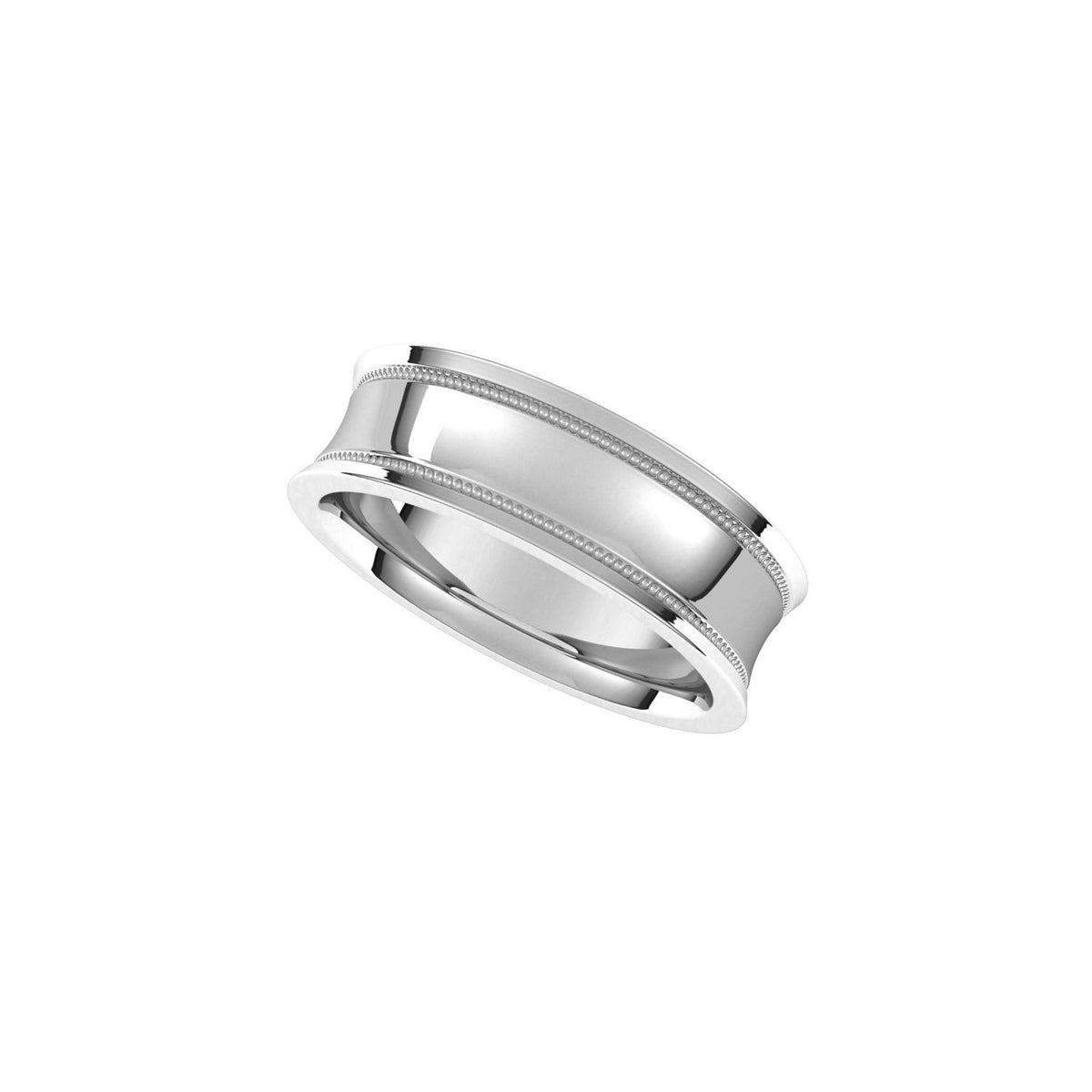 Continuum Sterling Silver Milgrain Stepped-Edge Concave Band