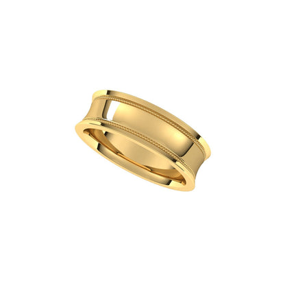 Milgrain Stepped-Edge Concave Band, 6 mm