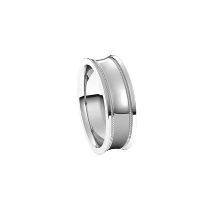Milgrain Stepped-Edge Concave Band, 6 mm