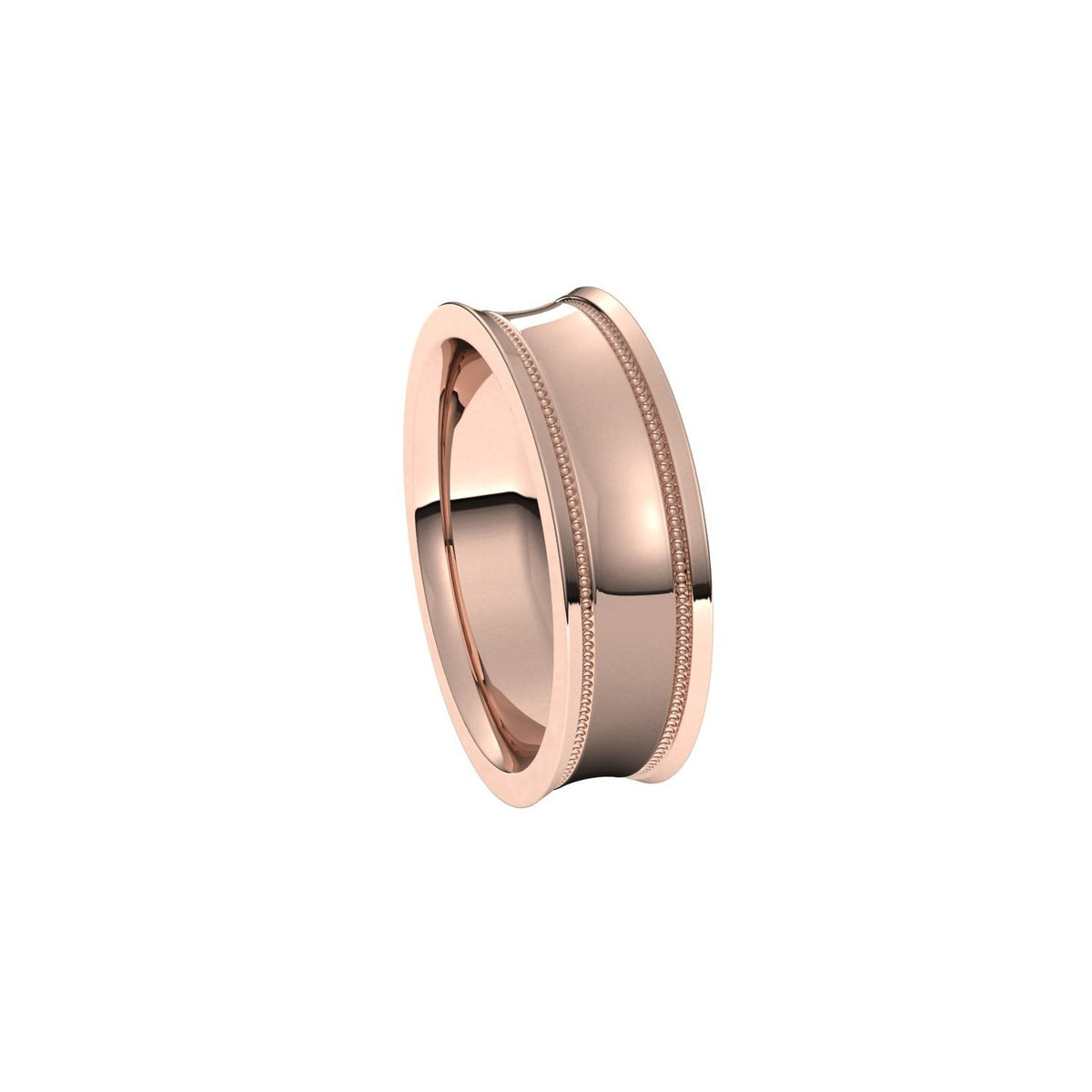 Milgrain Stepped-Edge Concave Band, 6 mm