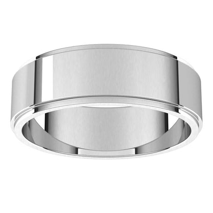 14K White Gold Stepped-Edge Flat Band