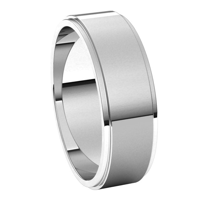 14K White Gold Stepped-Edge Flat Band