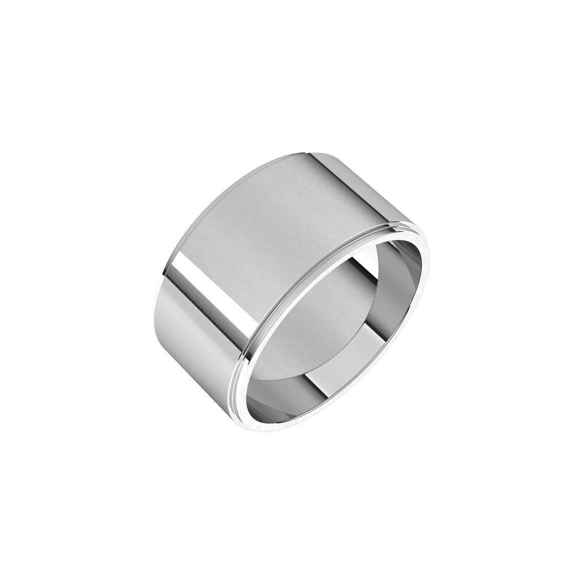 14K X1 White Gold Stepped-Edge Flat Band