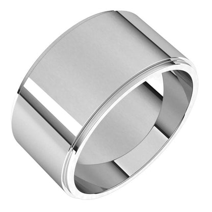 14K White Gold Stepped-Edge Flat Band