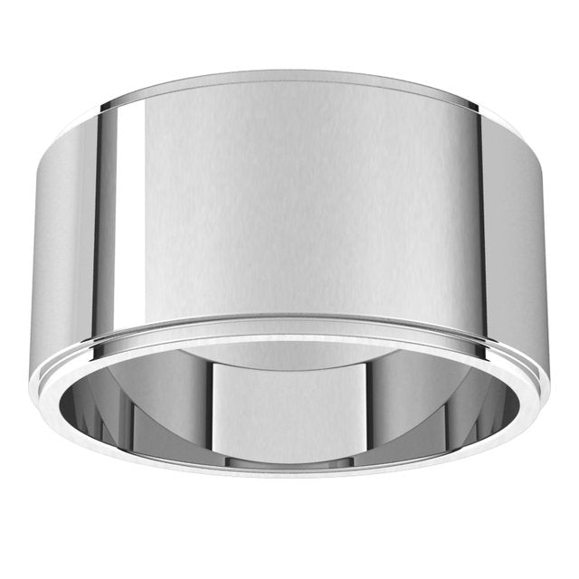 14K White Gold Stepped-Edge Flat Band