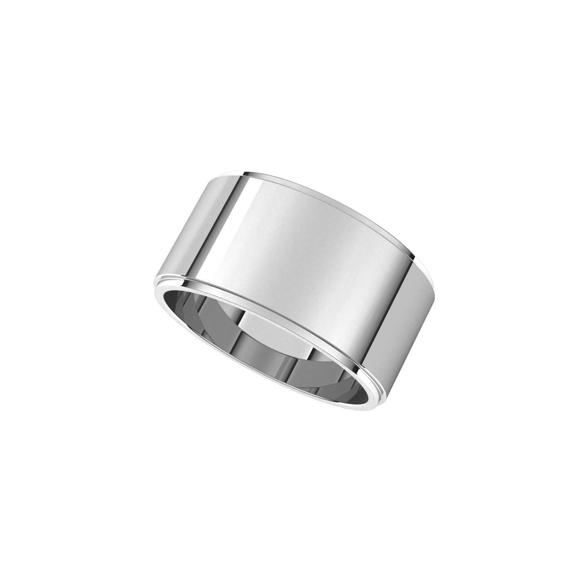 14K X1 White Gold Stepped-Edge Flat Band