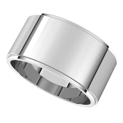 14K White Gold Stepped-Edge Flat Band
