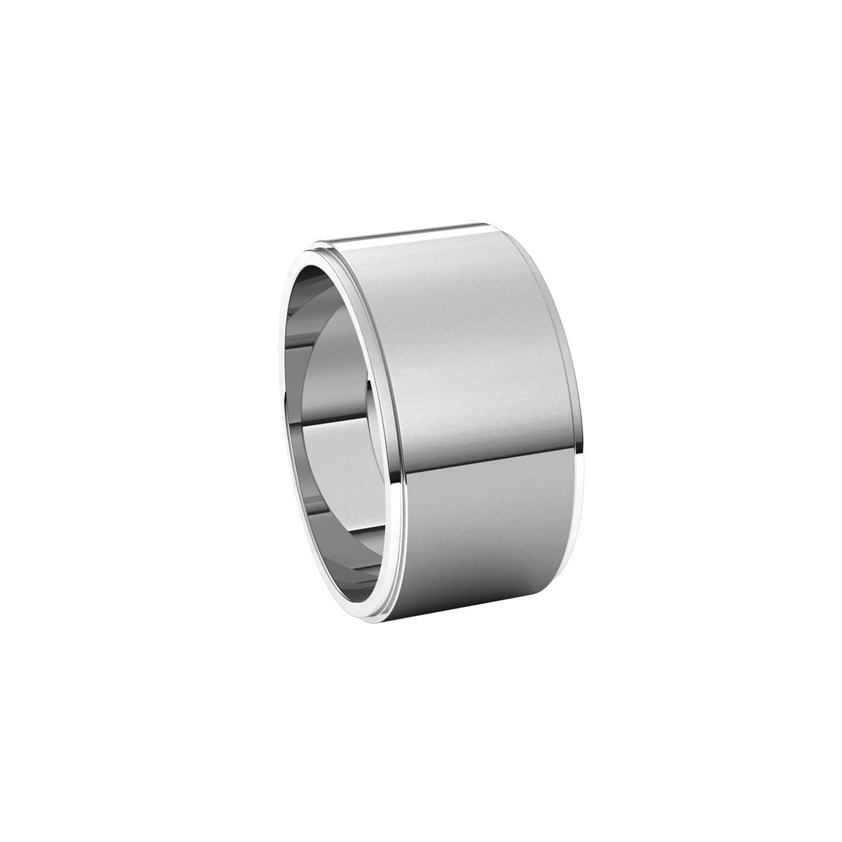 14K X1 White Gold Stepped-Edge Flat Band