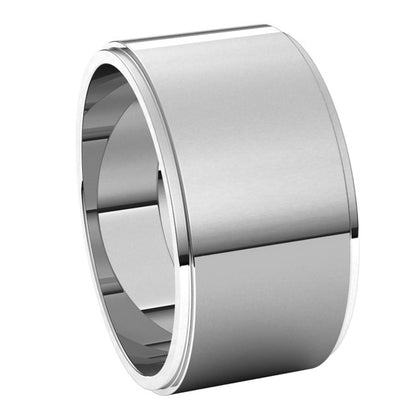 14K White Gold Stepped-Edge Flat Band