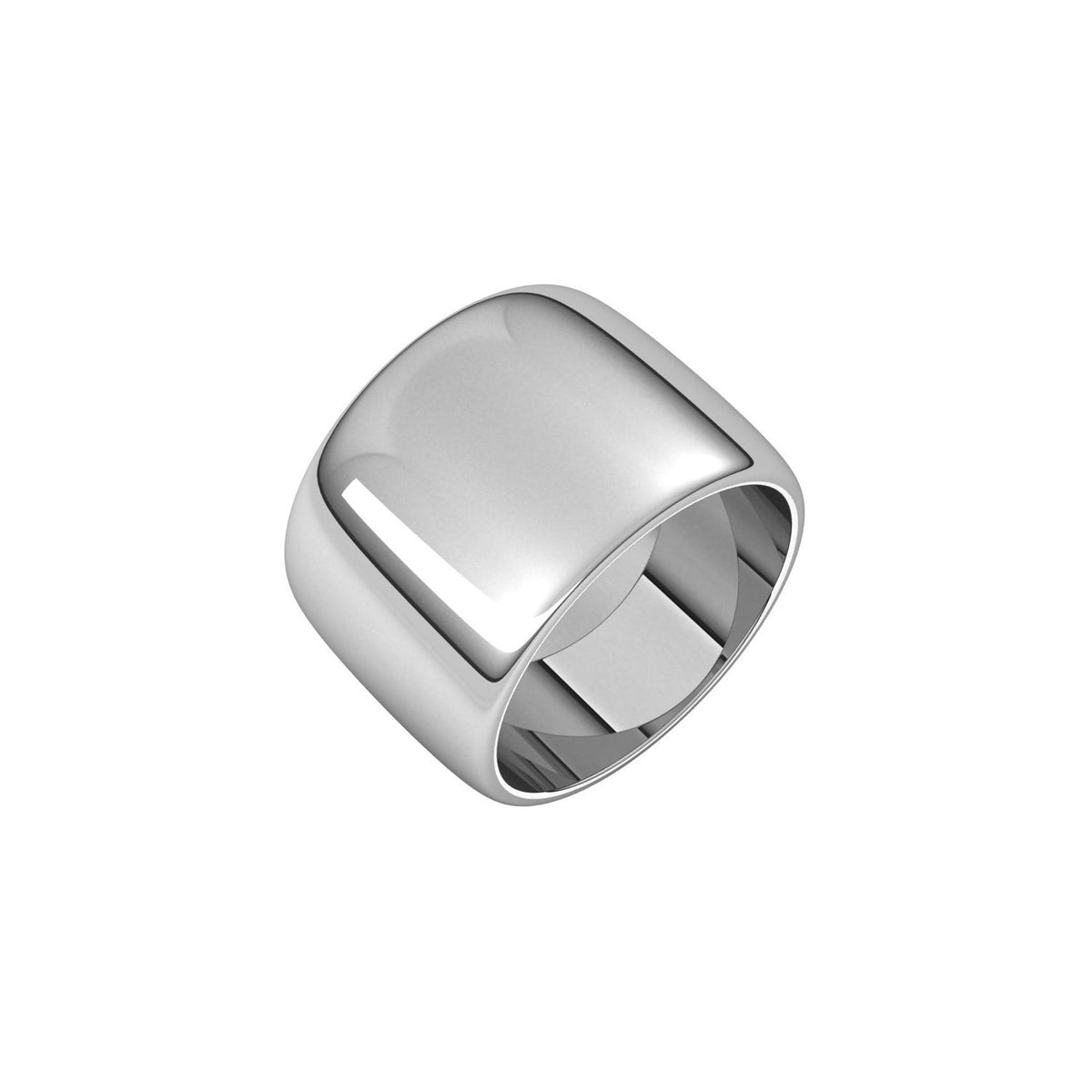 14K White Gold Half Round Band