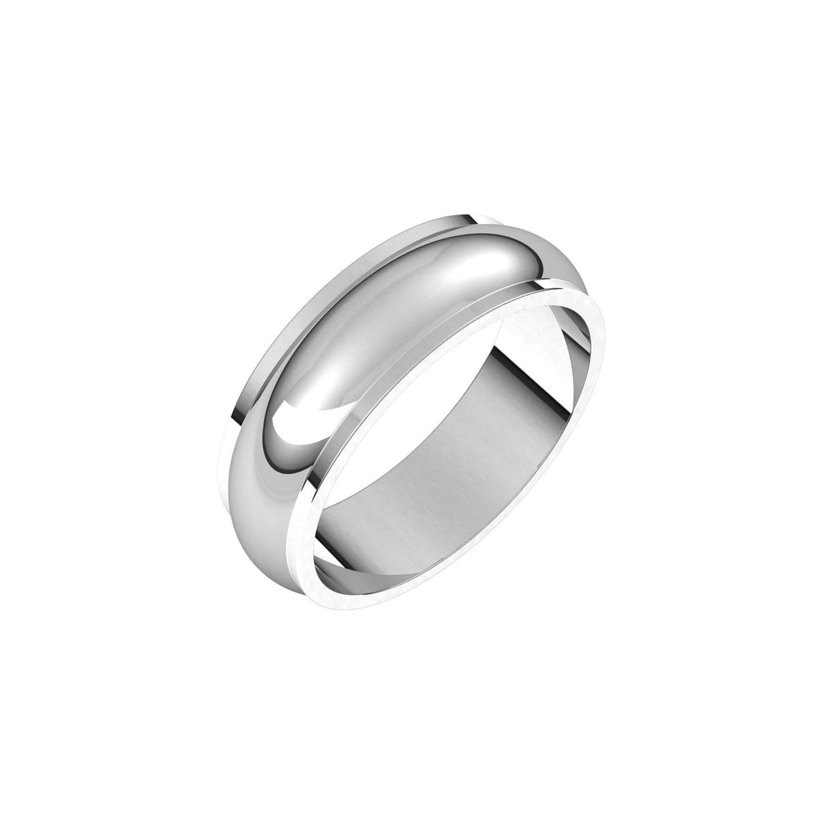 Continuum Sterling Silver Stepped-Edge Half Round Band