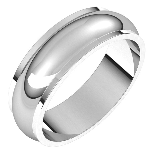 Sterling Silver Stepped-Edge Half Round Band