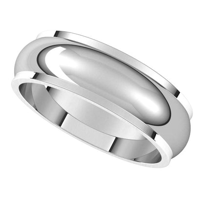 Sterling Silver Stepped-Edge Half Round Band