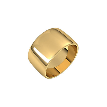 14K Yellow Gold Lightweight Half Round Band, 11 mm