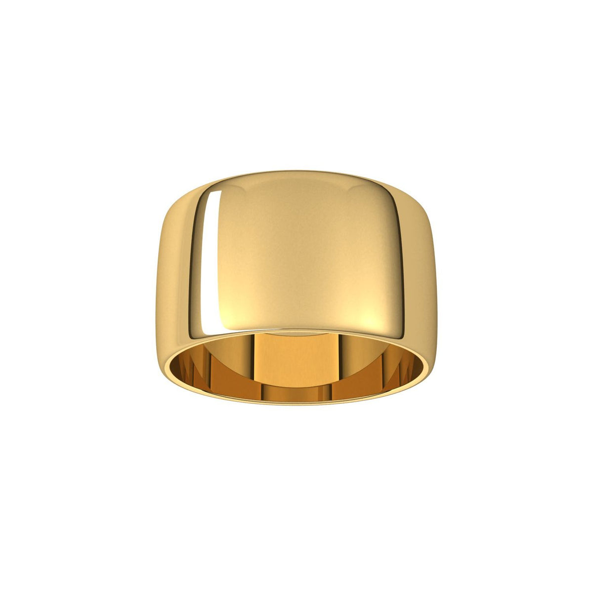 14K Yellow Gold Lightweight Half Round Band, 11 mm