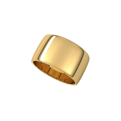 14K Yellow Gold Lightweight Half Round Band, 11 mm