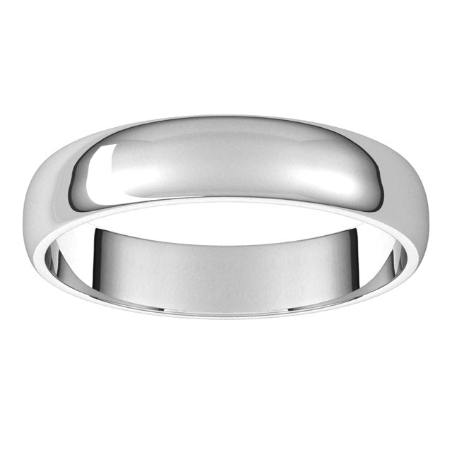 14K X1 White Gold Lightweight Half Round Band