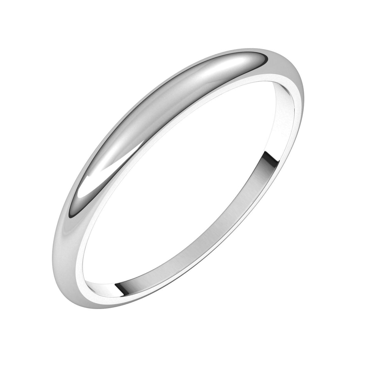14K White Gold Tapered Half Round Band
