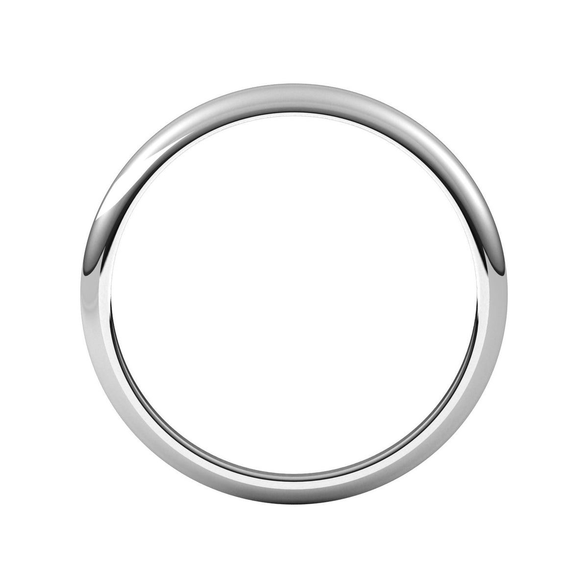 14K White Gold Tapered Half Round Band