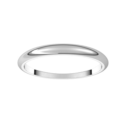 14K White Gold Tapered Half Round Band