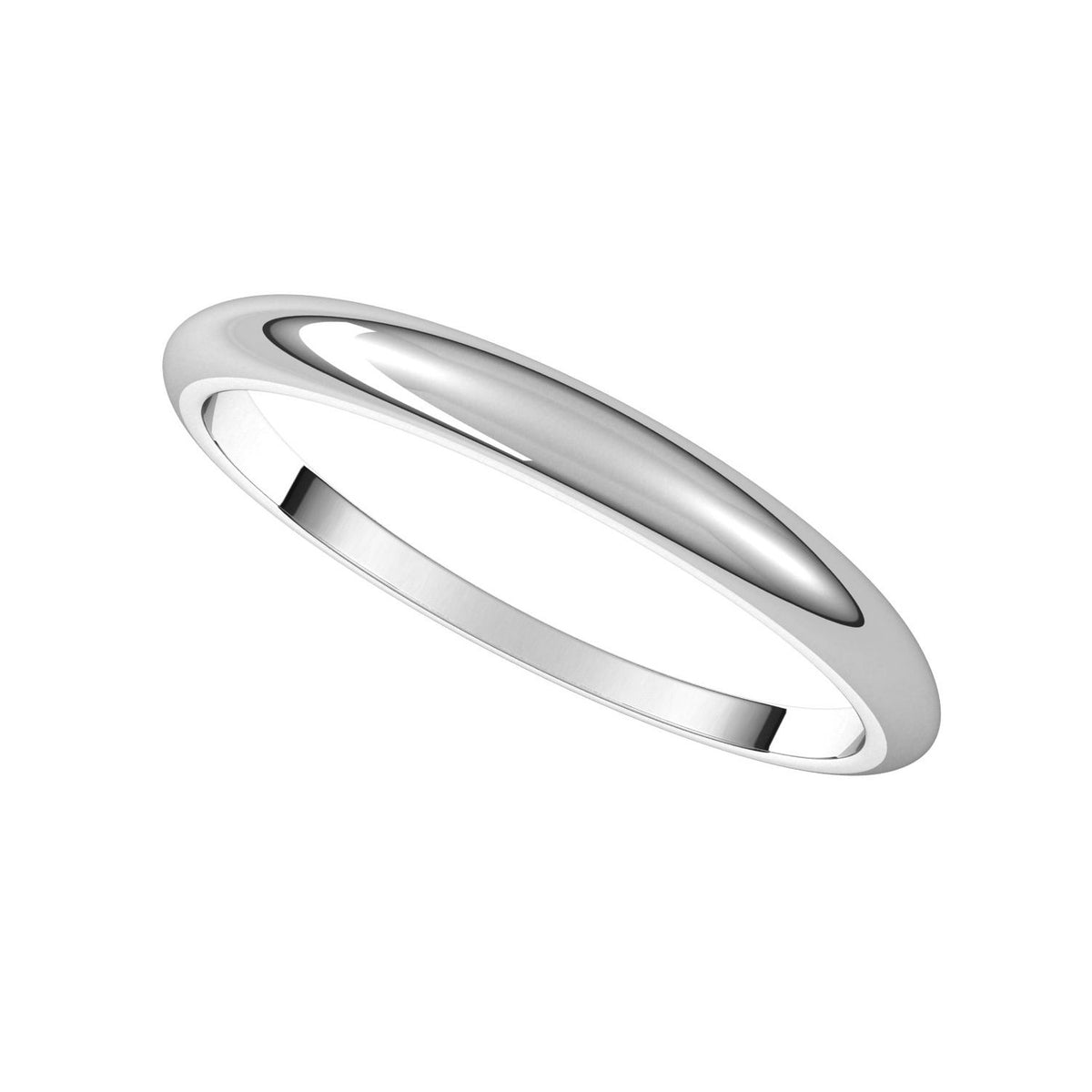 14K White Gold Tapered Half Round Band