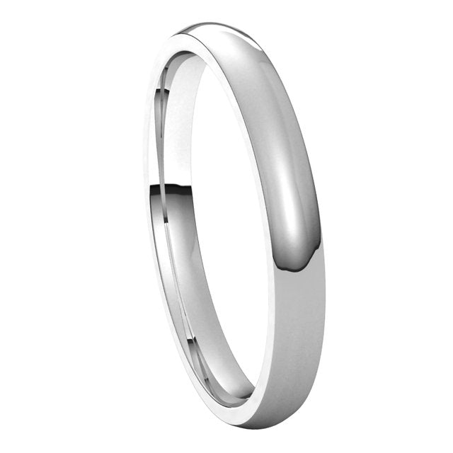 14K White Gold Lightweight Comfort-Fit Half Round Band