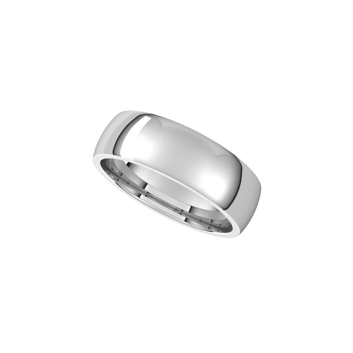18K Palladium White Gold Lightweight Comfort-Fit Half Round Band