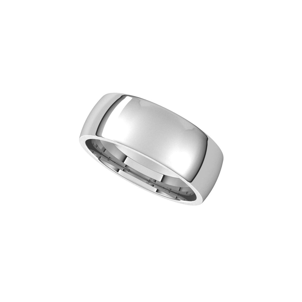 14K X1 White Gold Lightweight Comfort-Fit Half Round Band