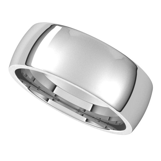 14K White Gold Lightweight Comfort-Fit Half Round Band
