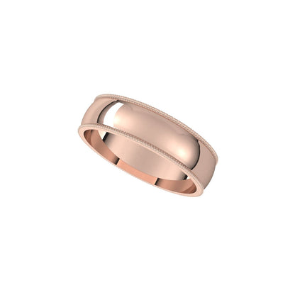 Lightweight Milgrain Half Round Band