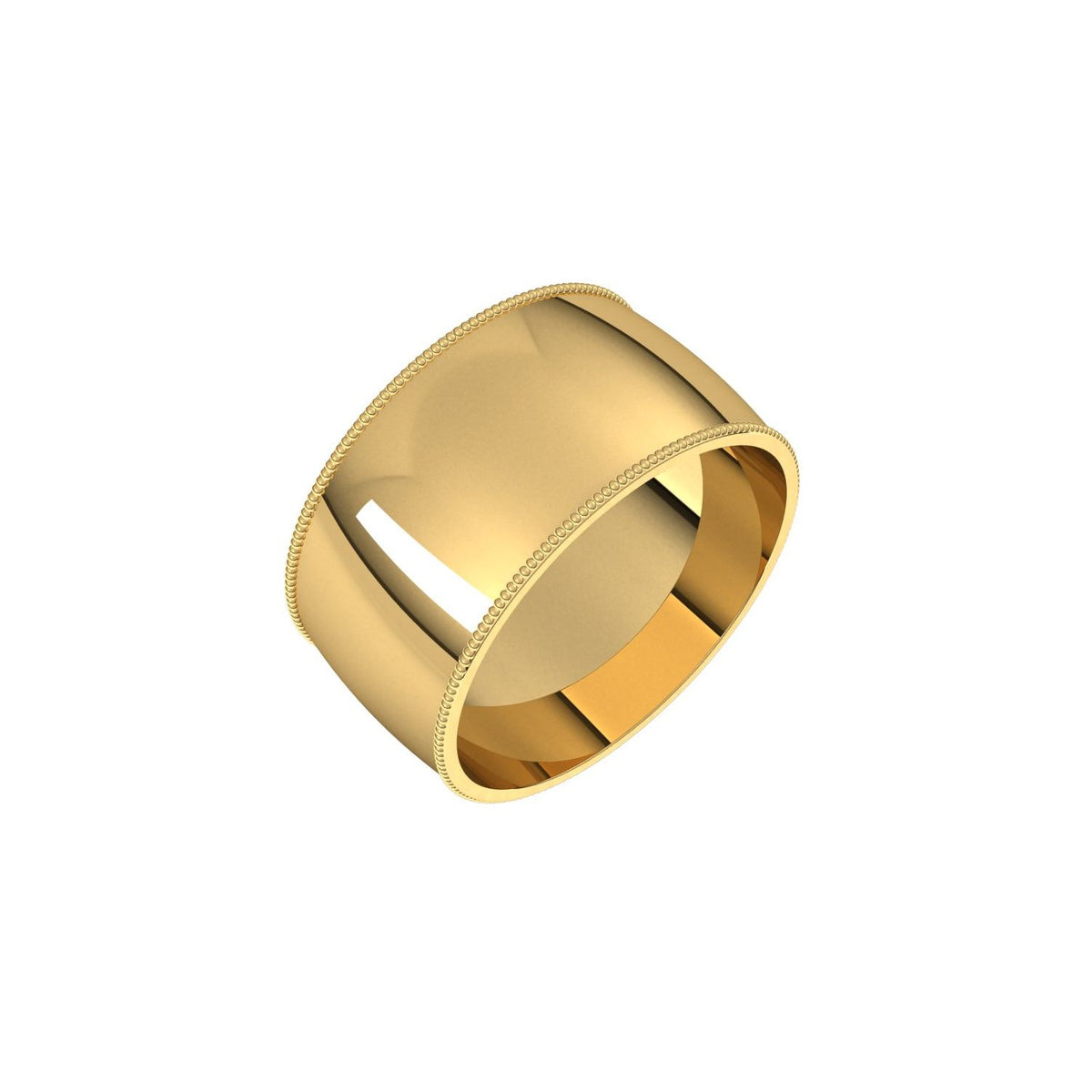 Milgrain Comfort-Fit Half Round Band, 10 mm