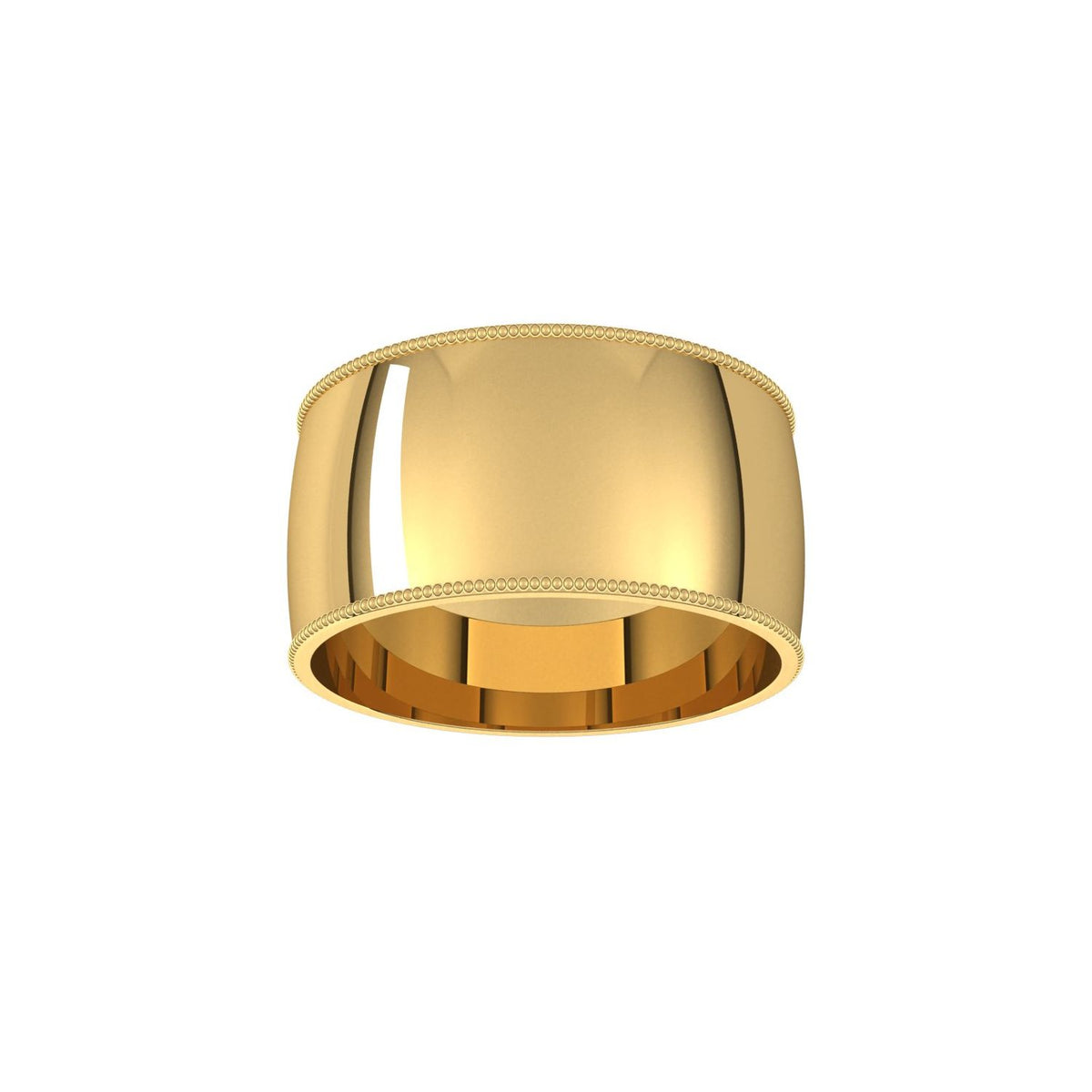 Milgrain Comfort-Fit Half Round Band, 10 mm