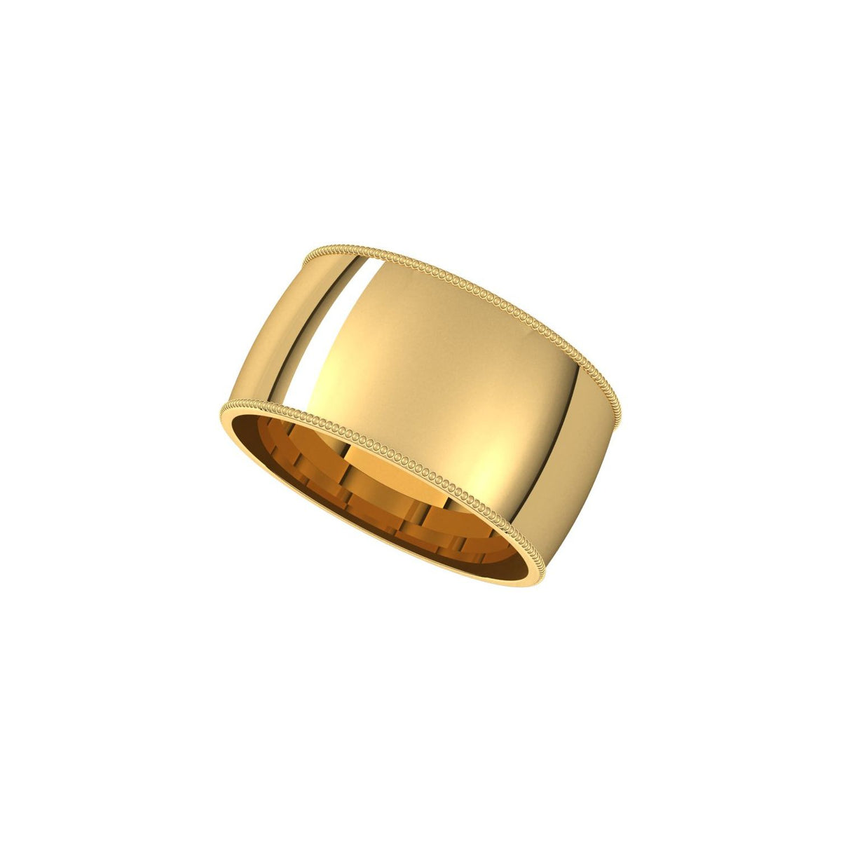 Milgrain Comfort-Fit Half Round Band, 10 mm
