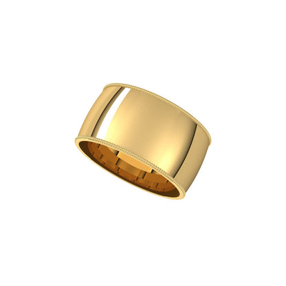 Milgrain Comfort-Fit Half Round Band, 10 mm