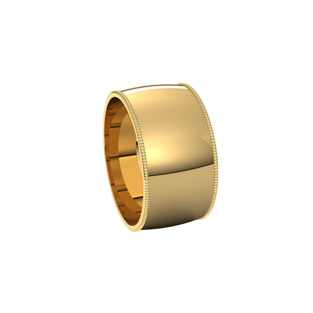 Milgrain Comfort-Fit Half Round Band, 10 mm