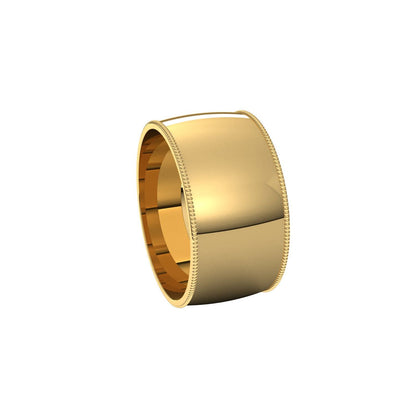Milgrain Comfort-Fit Half Round Band, 10 mm