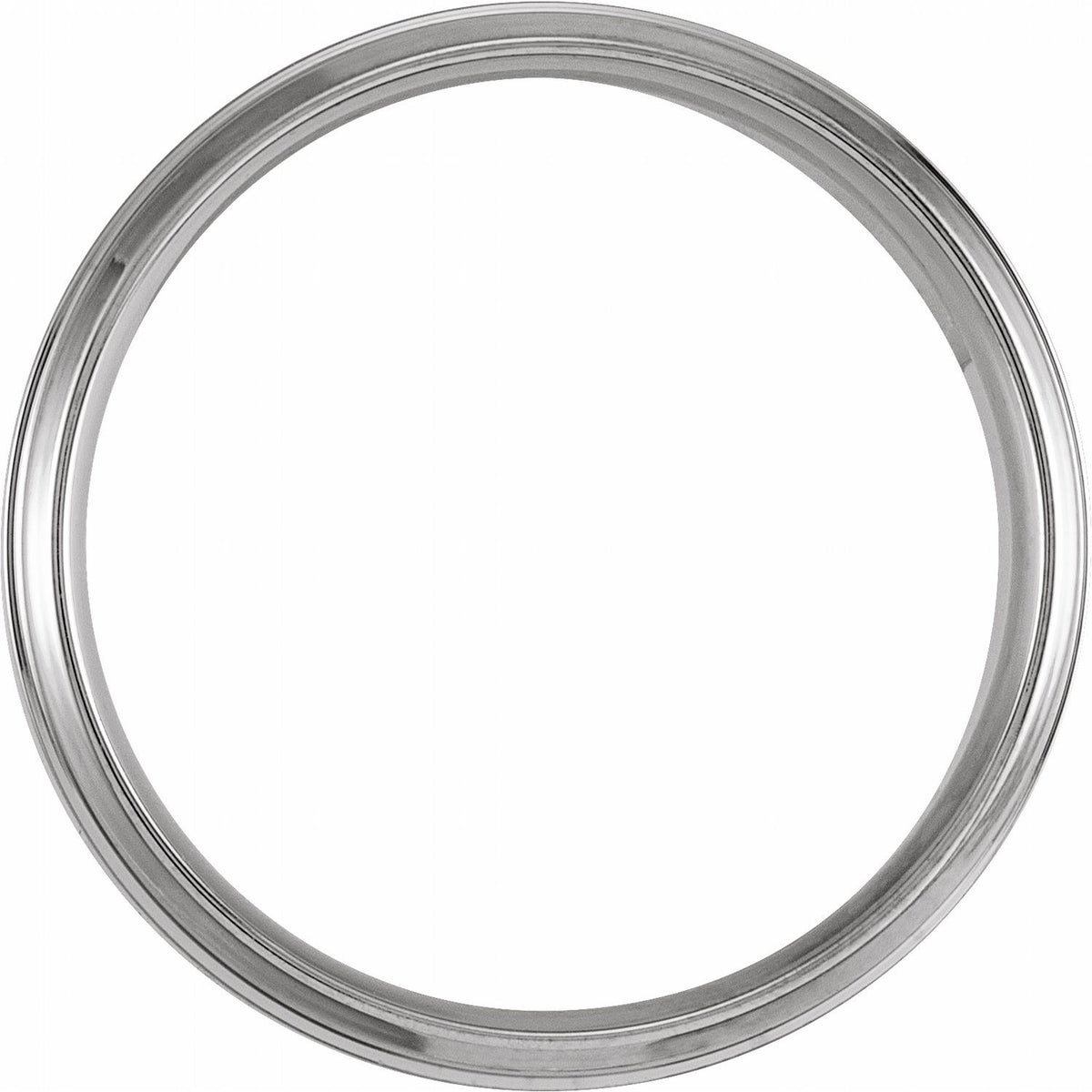 Beveled Stepped-Edge Inlay Comfort-Fit Half Round Band