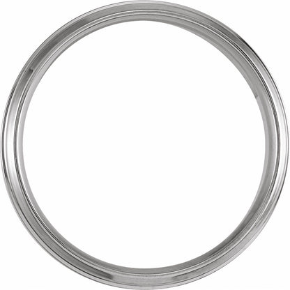 Beveled Stepped-Edge Inlay Comfort-Fit Half Round Band
